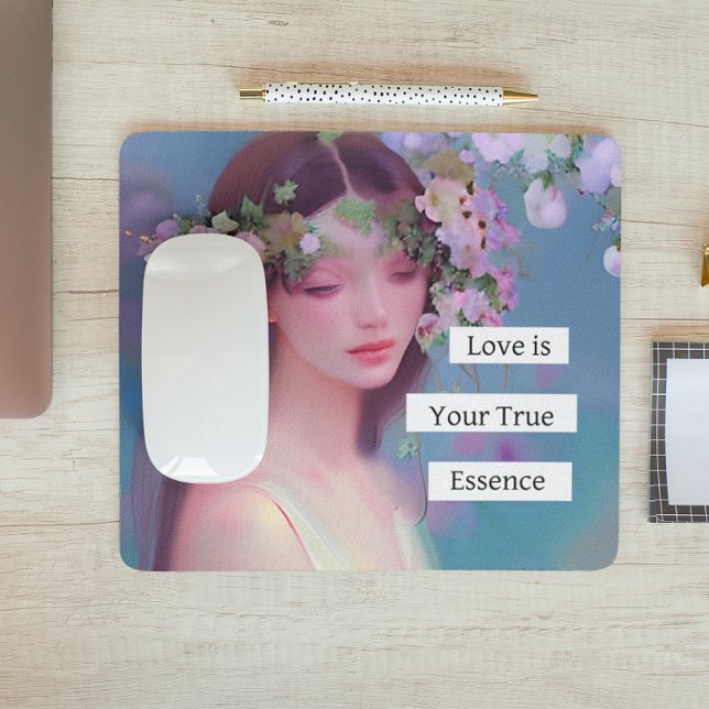 Angelic Maiden and Inspirational Quote Ethereal Mouse Pad (Creator Uploaded)
