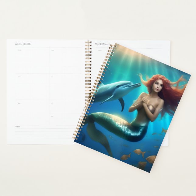 Angelic Mermaid Swimming With Dolphins, Planner (Display)