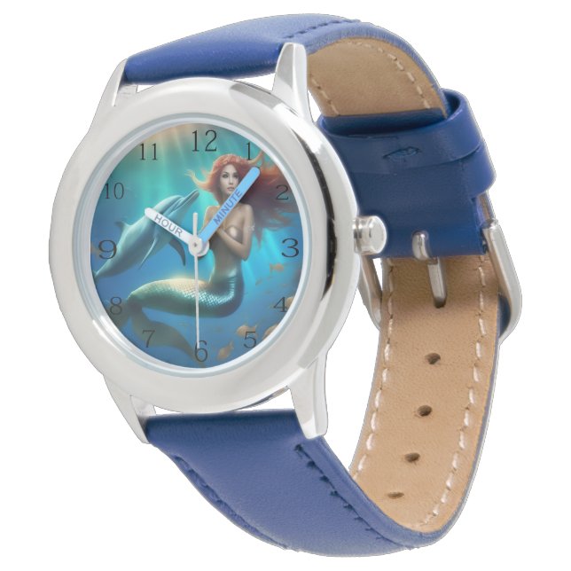 Angelic Mermaid Swimming With Dolphins, Watch (Angled)