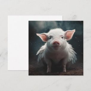 Angelic Piglet Ascension Surreal Fantasy Painting Invitation