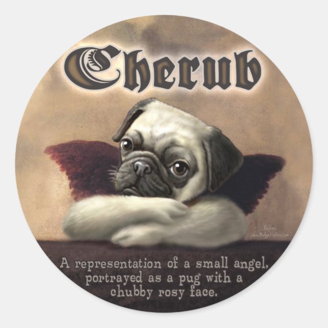 Angelic Pug Cherub Gift Items Classic Round Sticker (Front)