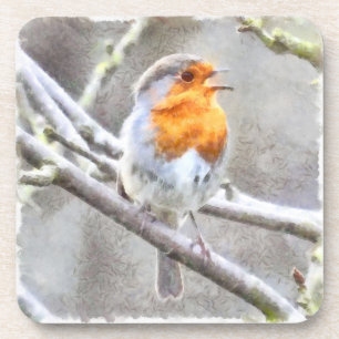 Angelic Robin Watercolor Coaster