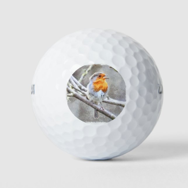 Angelic Robin Watercolor Golf Balls (Front)