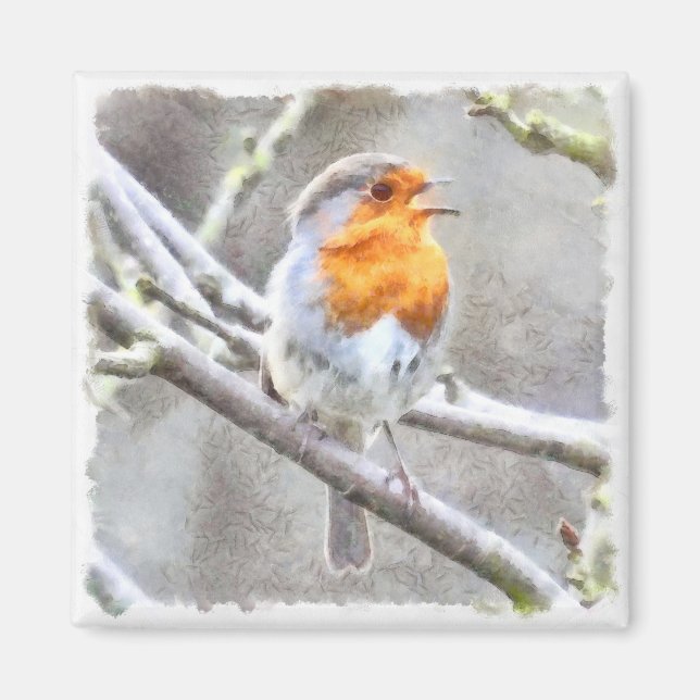 Angelic Robin Watercolor Magnet (Front)