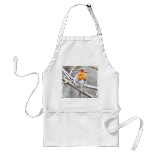 Angelic Robin Watercolor Standard Apron (Front)