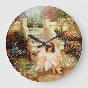 Angelic Serenity Garden Round Or Square Wall Clock