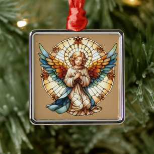 Angelic Stained Glass Reversible Metal Tree Decoration