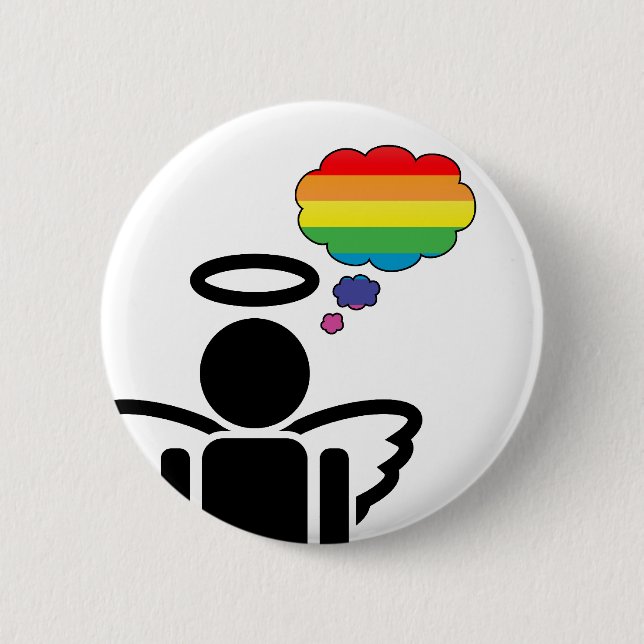 angelicon. rainbow thoughts : 6 cm round badge (Front)