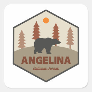 Angelina National Forest Texas Bear Square Sticker