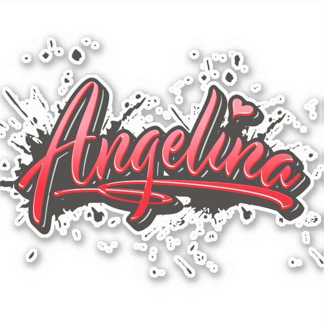Angelina red Heart Graffiti Sticker (Front)