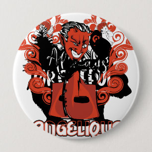 angelique black 10 cm round badge