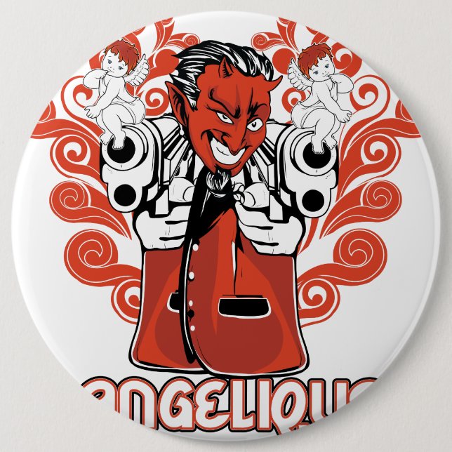 angelique black 6 cm round badge (Front)