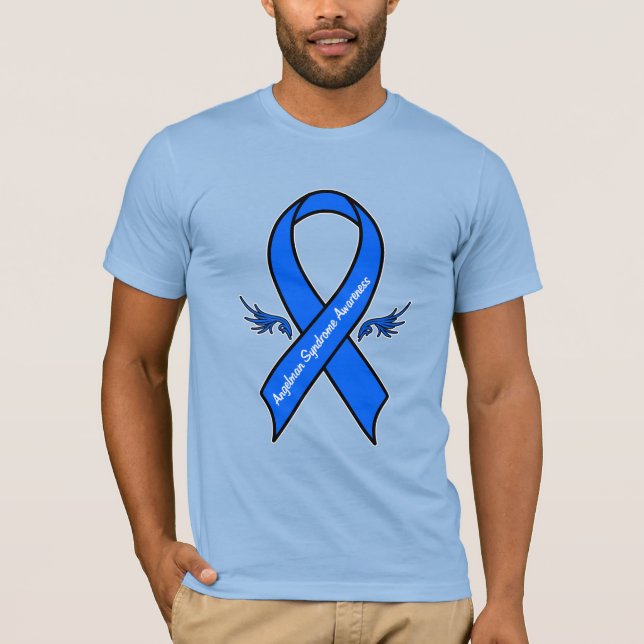 Angelman Syndrome Awareness Ribbon Angel Wings T-Shirt (Front)