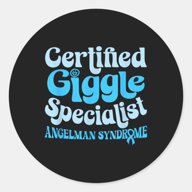 Angelman Syndrome , Small, Black  Classic Round Sticker (Front)