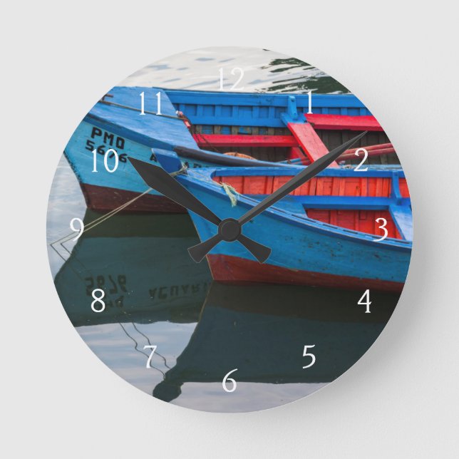Angelmo harbour, fishing boats. round clock (Front)