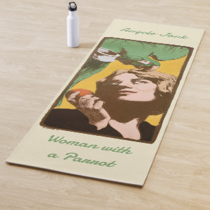 Angelo Jank Art Nouveau Woman with Green Parrot Yoga Mat