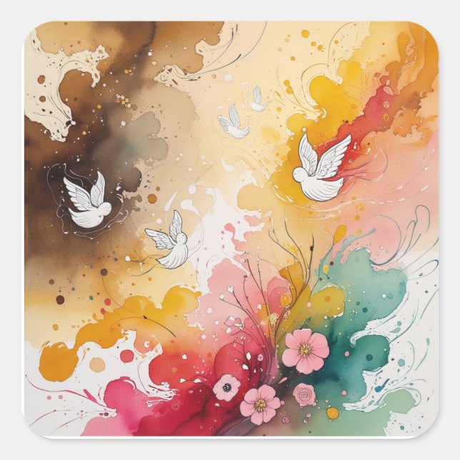 Angels abstrat  square sticker (Front)