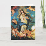 Angels and Immaculate Conception of Virgin Holiday Card<br><div class="desc">Immaculate Conception of Virgin  is a painting by the Spanish Baroque master by Hose Antolinez Madrid 1665 Spain .Elegant design with a bright blue sapphire gem stone.</div>