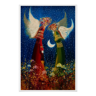 Angels and Moon Poster