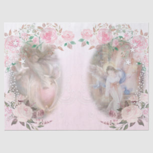 Angels and Roses and Pink Decoupage Tissue Paper