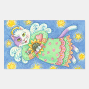 ANGELS ARE WATCHING, CAT STICKERS Rectangle, Sheet