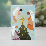 Angels Around the Christmas Tree Foil Holiday Card<br><div class="desc">Original illustration by Becky Nimoy. Real foil details on the outside; choose from gold or silver foil. Add a custom message inside or photos.</div>