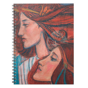 Angels Art Nouveau Ginger Auburn Red Hair Women Spiral Notebook
