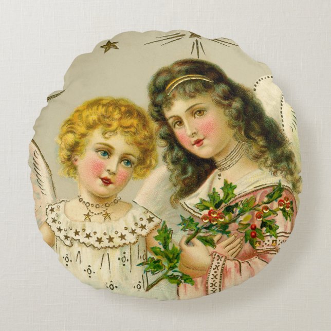 Angels at Christmas Round Cushion (Front)