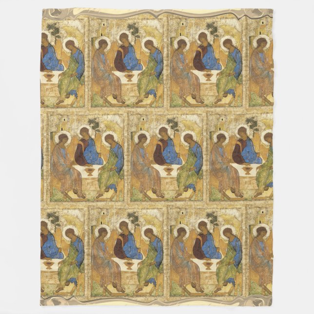 Angels At Mamre Trinity Fleece Blanket (Front)