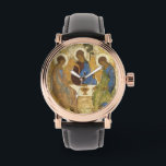 Angels At Mamre Trinity Watch<br><div class="desc">vintage art with painting of three angels sitting around a table with goblet.</div>