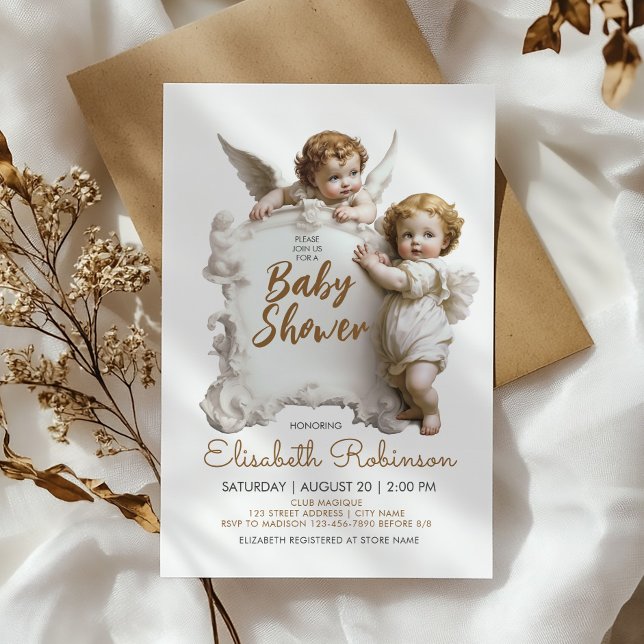 Angels Baby Shower Personalised Invitation (Creator Uploaded)