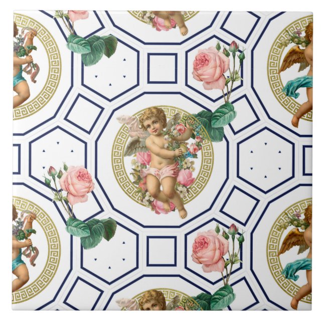 Angels,Baroque,rococo,vintage, Tile (Front)
