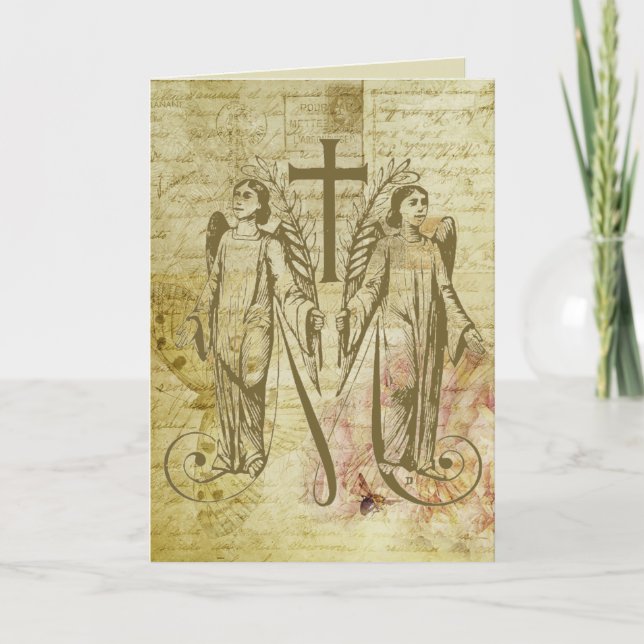 Angels Blessed Virgin Mary Symbol Vintage Card (Front)