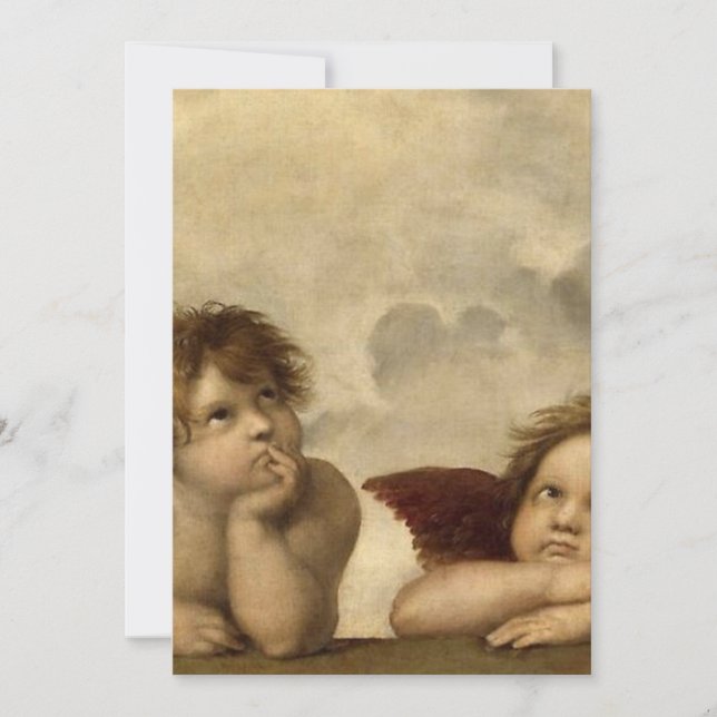 Angels Cherubs Raphael Santi Sistine Madonna Sweet Invitation (Front)