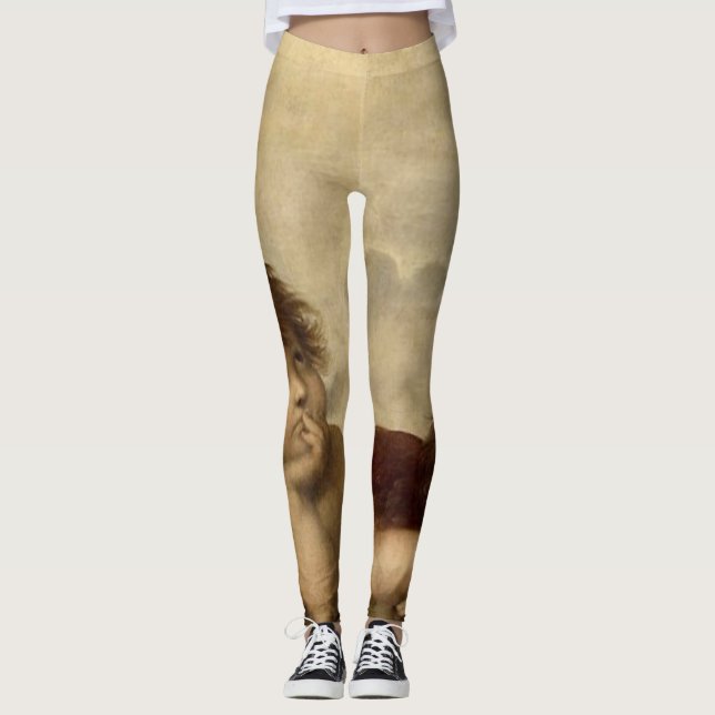 Angels Cherubs Raphael Santi Sistine Madonna Sweet Leggings (Front)