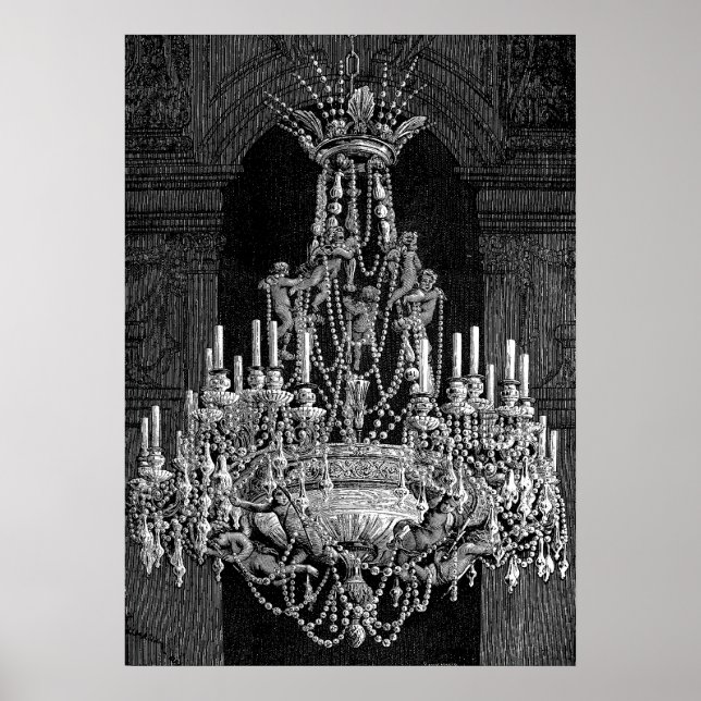 Angels Crystal Chandelier Lighting Vintage art Poster (Front)