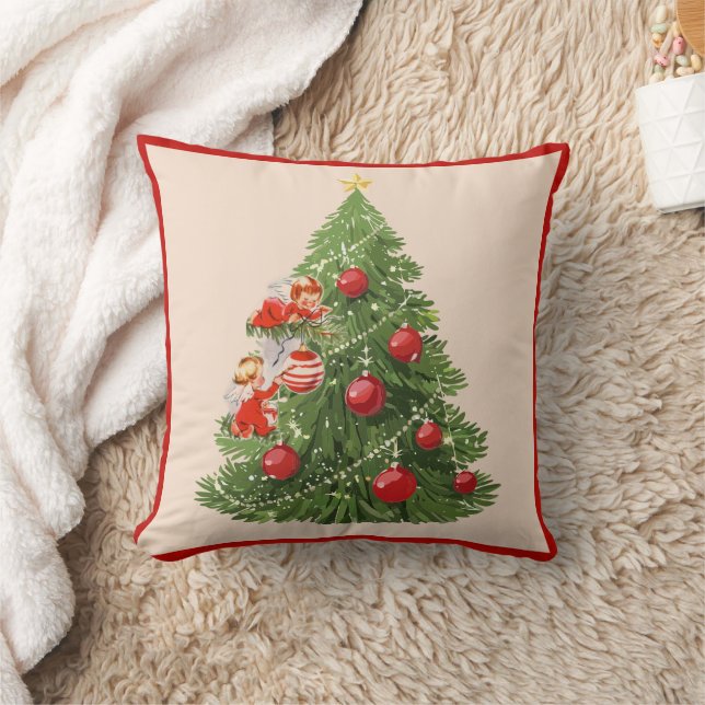 Angels Decorating the Christmas Tree Cushion (Blanket)