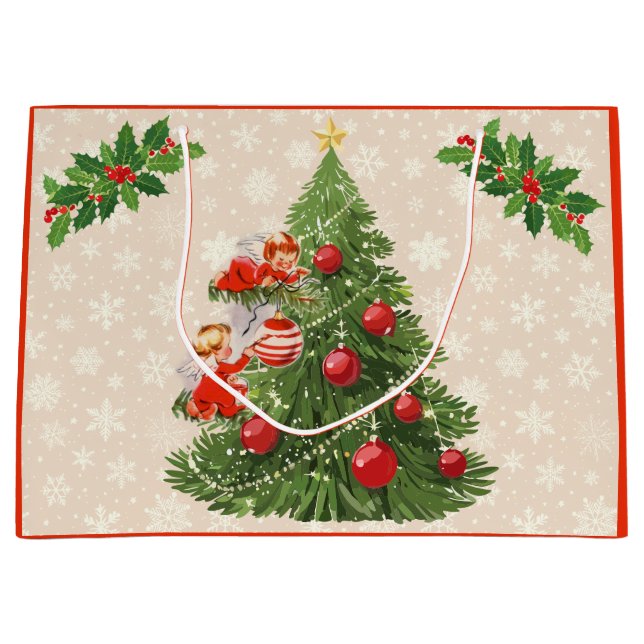 Angels Decorating the Christmas Tree Large Gift Bag (Front)