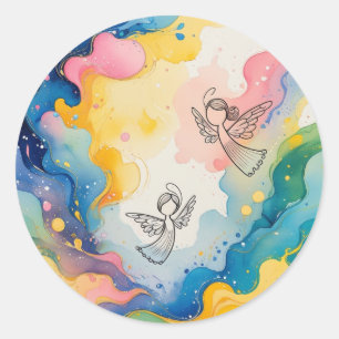 Angels design classic round sticker