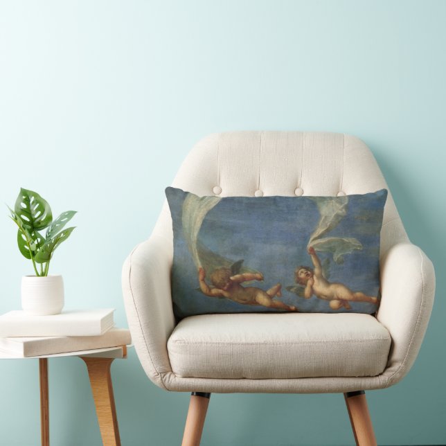 Angels Detail from Adonis Led by Cupids by Albani Lumbar Cushion (Chair)