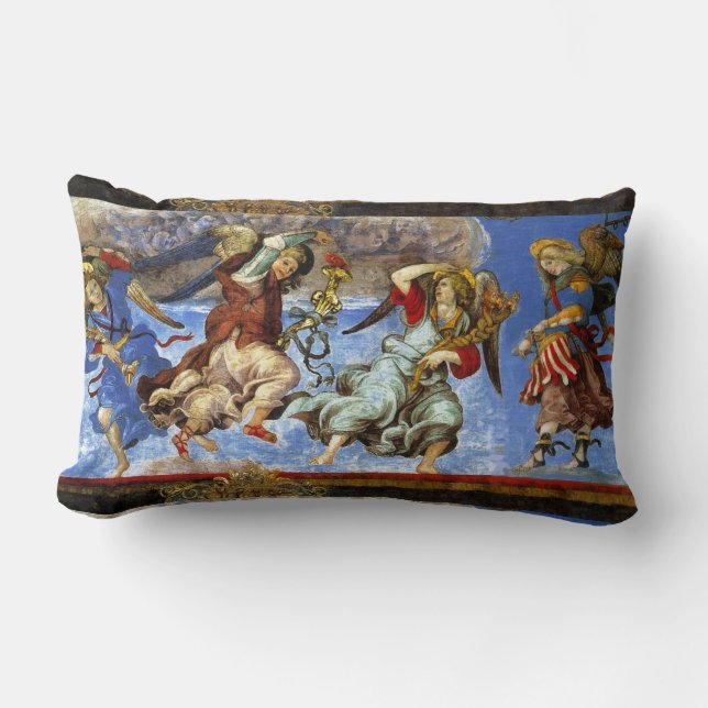  Angels From Assumption and Annunciation by Lippi Lumbar Cushion (Front)