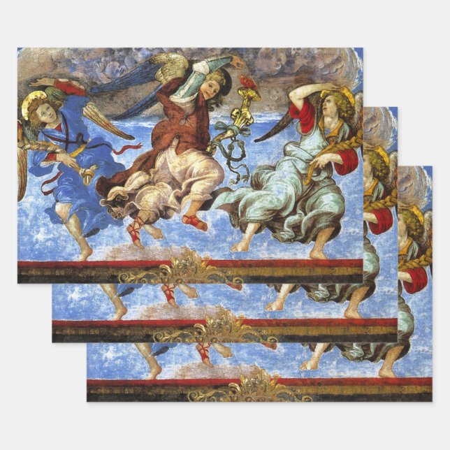  Angels From Assumption and Annunciation by Lippi Wrapping Paper Sheet (Set)