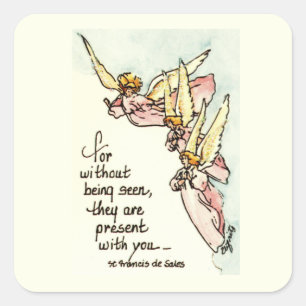 Angels From Clouds with Saying of Comfort for You Square Sticker