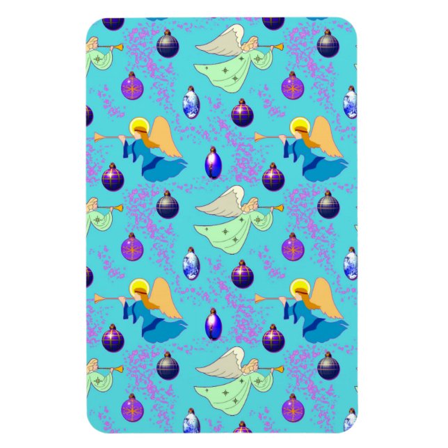 Angels in Blue – Ornaments & Trumpets Magnet (Vertical)