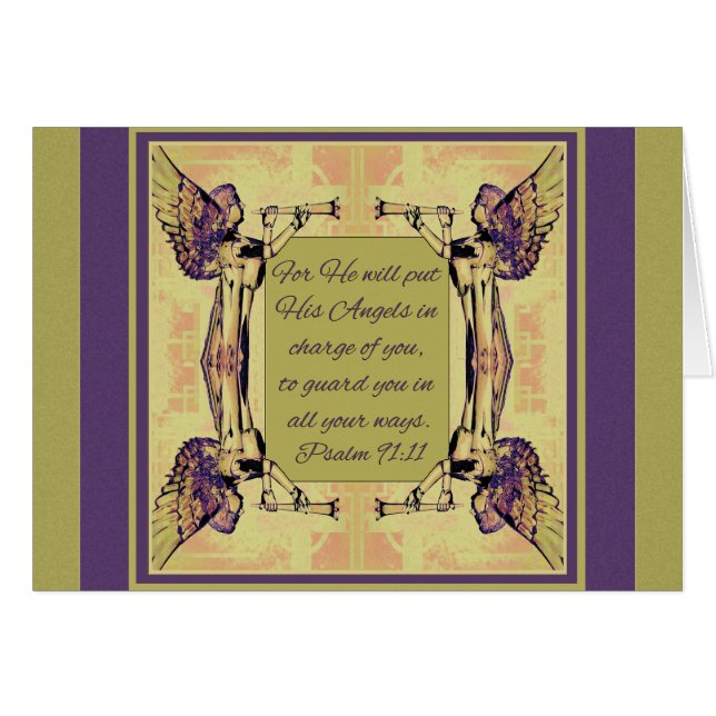 Angels in charge, purple gold Parakaleo note card (Front Horizontal)