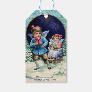 Angels in Snow Bringing Gifts Christmas  Gift Tags