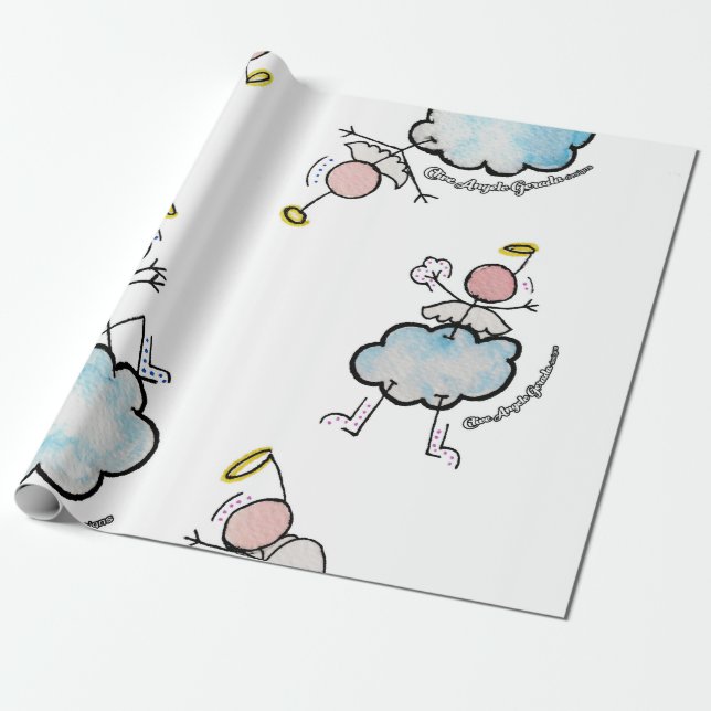 Angels in the clouds wrapping paper (Unrolled)