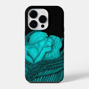 Angels Kissing , black and green Design iPhone 14 Pro Case