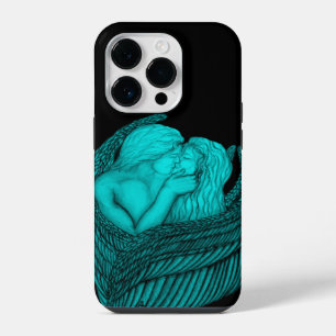 Angels Kissing , black and green Design iPhone 14 Pro Case