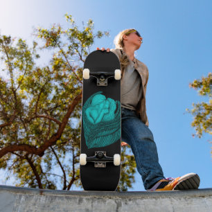 Angels Kissing , black and green Design Skateboard